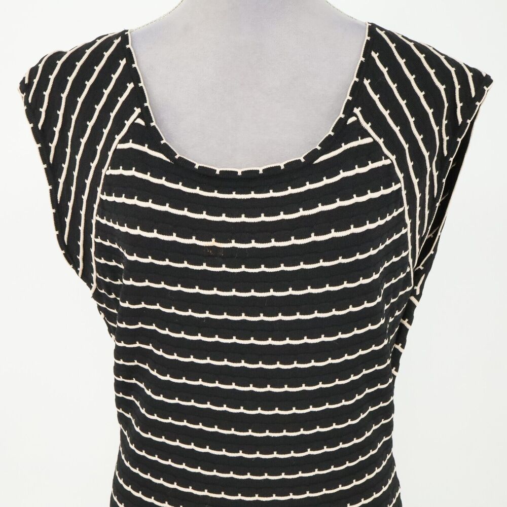 Jessica Simpson Sweater Dress Womens XL Black Ivory Stripes Knit Fit n Flare - Picture 7 of 12
